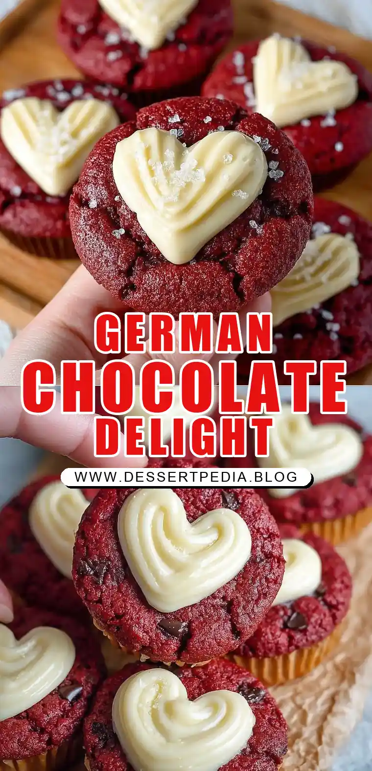 Pinterest pin (Design 1) for German Chocolate Cupcakes