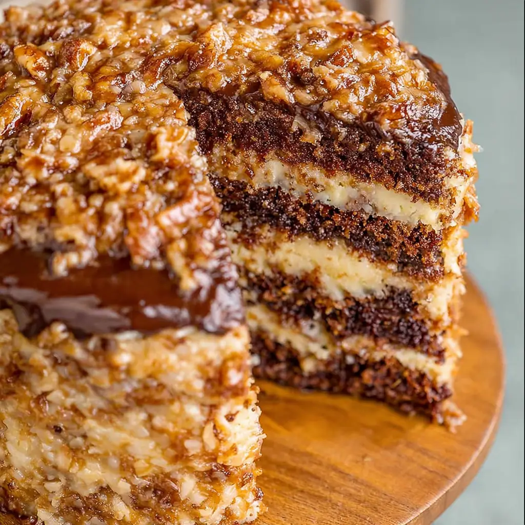 A delicious plate of German Chocolate Cake Recipe