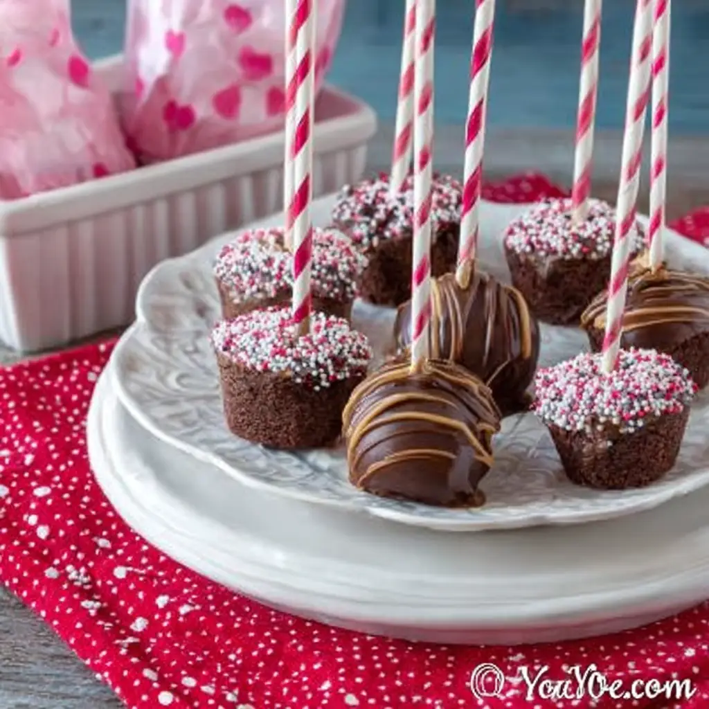 A delicious plate of Gluten Free Keto Brownie Cake Pops Recipe