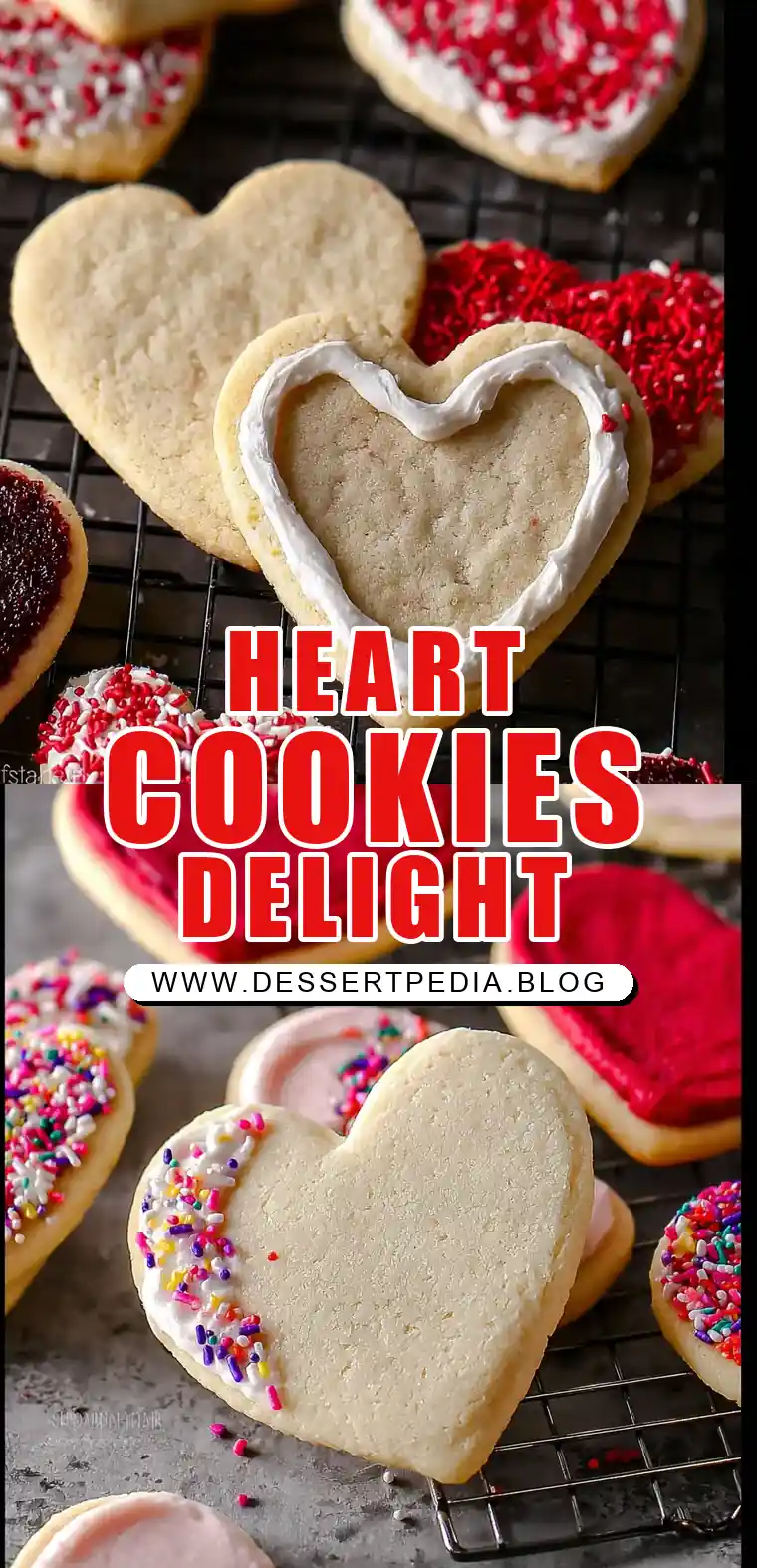 Pinterest pin (Design 1) for Heart Shaped Cookies