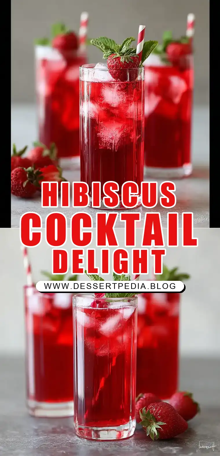 Pinterest pin (Design 1) for Hibiscus Iced Tea Cocktail