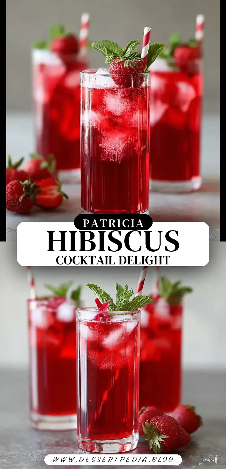Pinterest pin (Design 3) for Hibiscus Iced Tea Cocktail