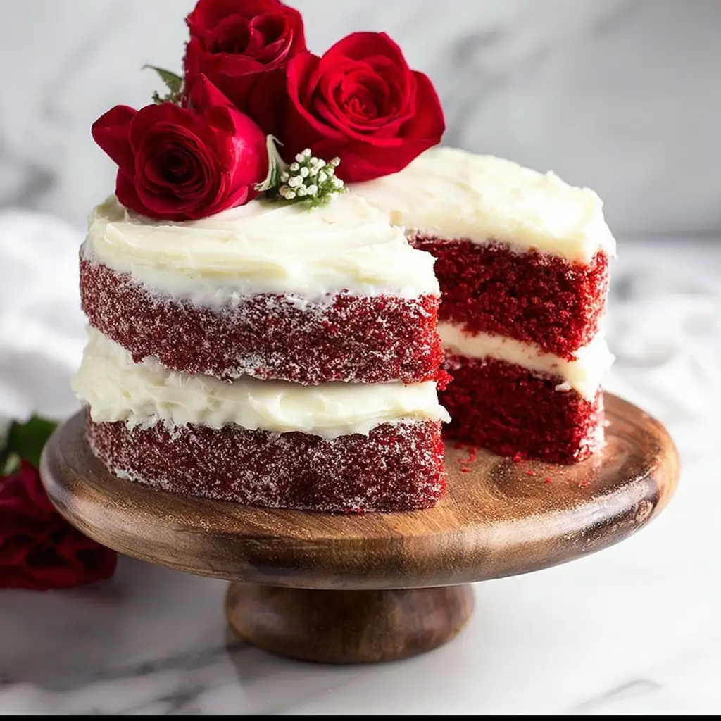 A delicious plate of Homemade Red Velvet Cake Recipe