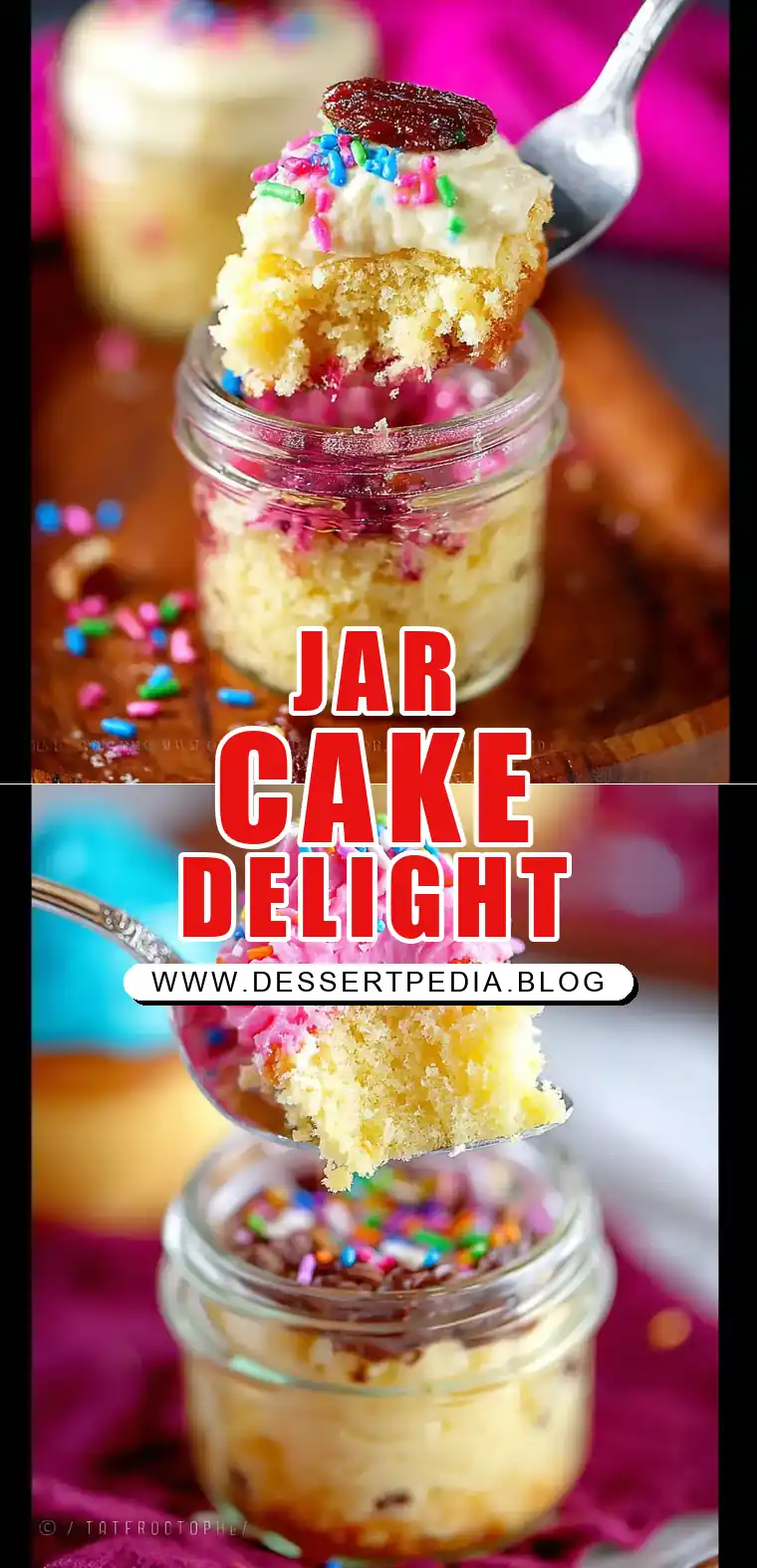 Pinterest pin (Design 1) for Cake in a Jar