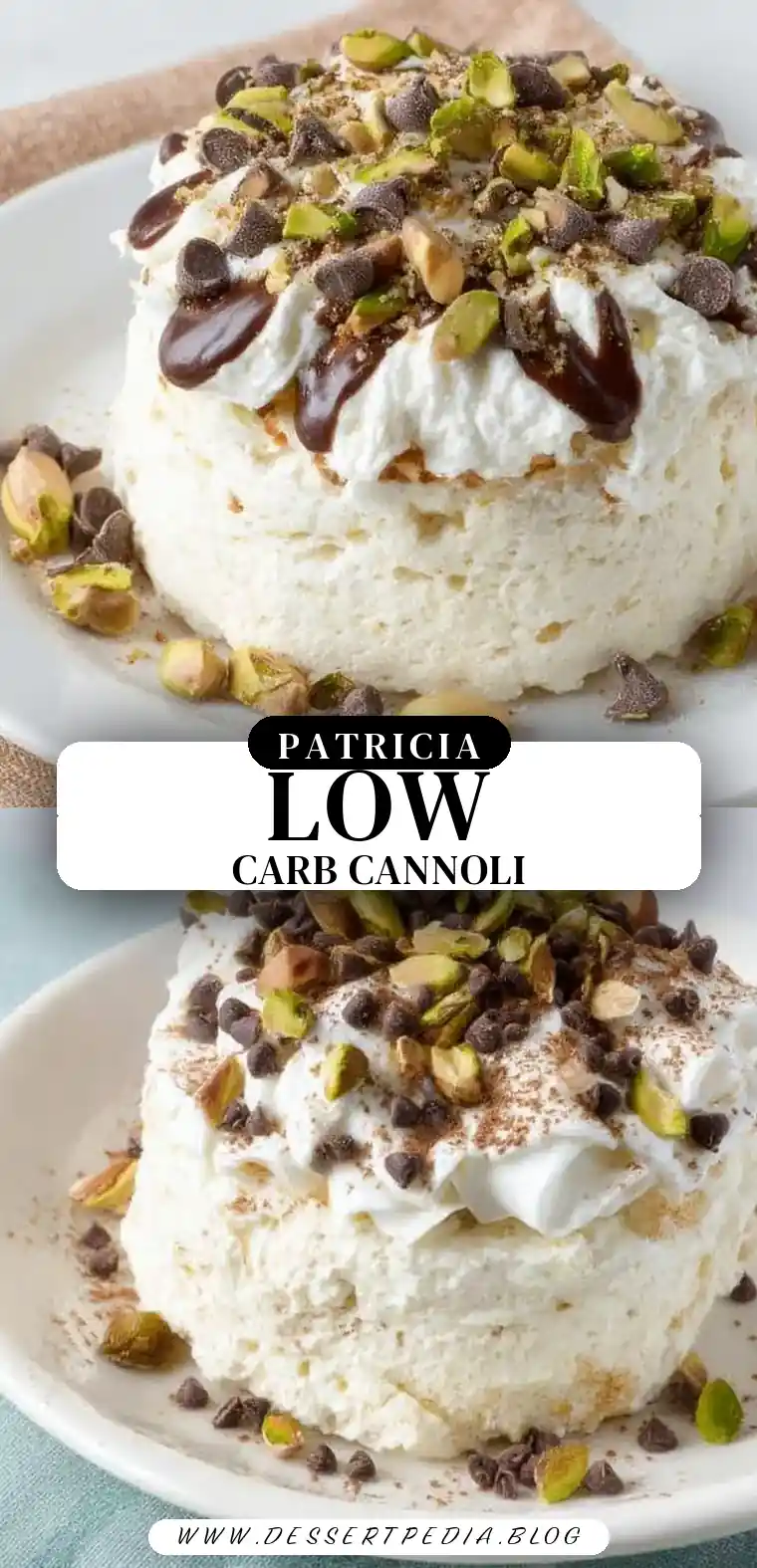 Pinterest pin (Design 3) for Low Carb Cannoli Mug Cake for Two