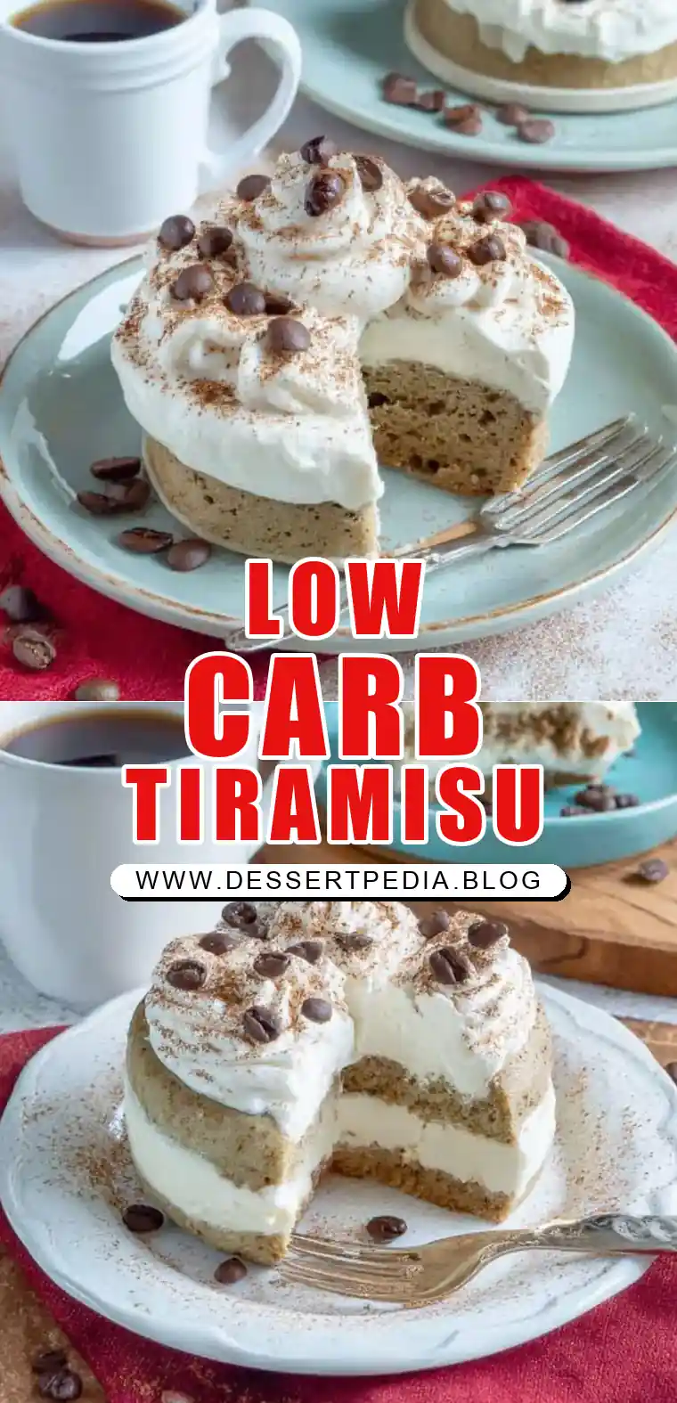 Pinterest pin (Design 1) for Low Carb Tiramisu Mug Cake