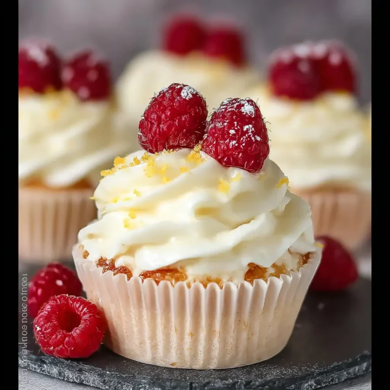 A delicious plate of Lemon and Raspberry Cupcakes