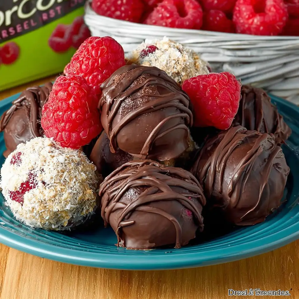 A delicious plate of Low Carb Dairy-Free Raspberry Truffles