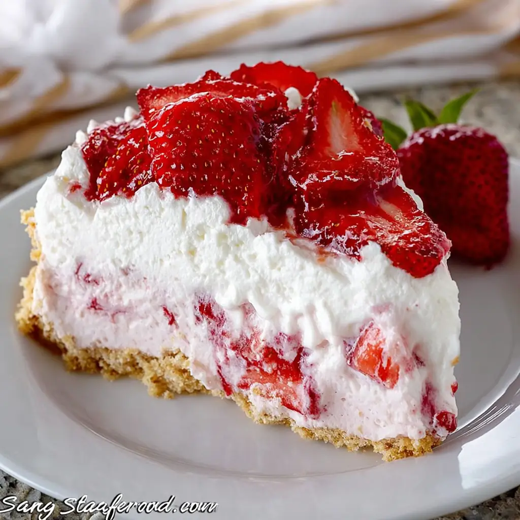 A delicious plate of Low Carb No Bake Strawberry Cream Pie
