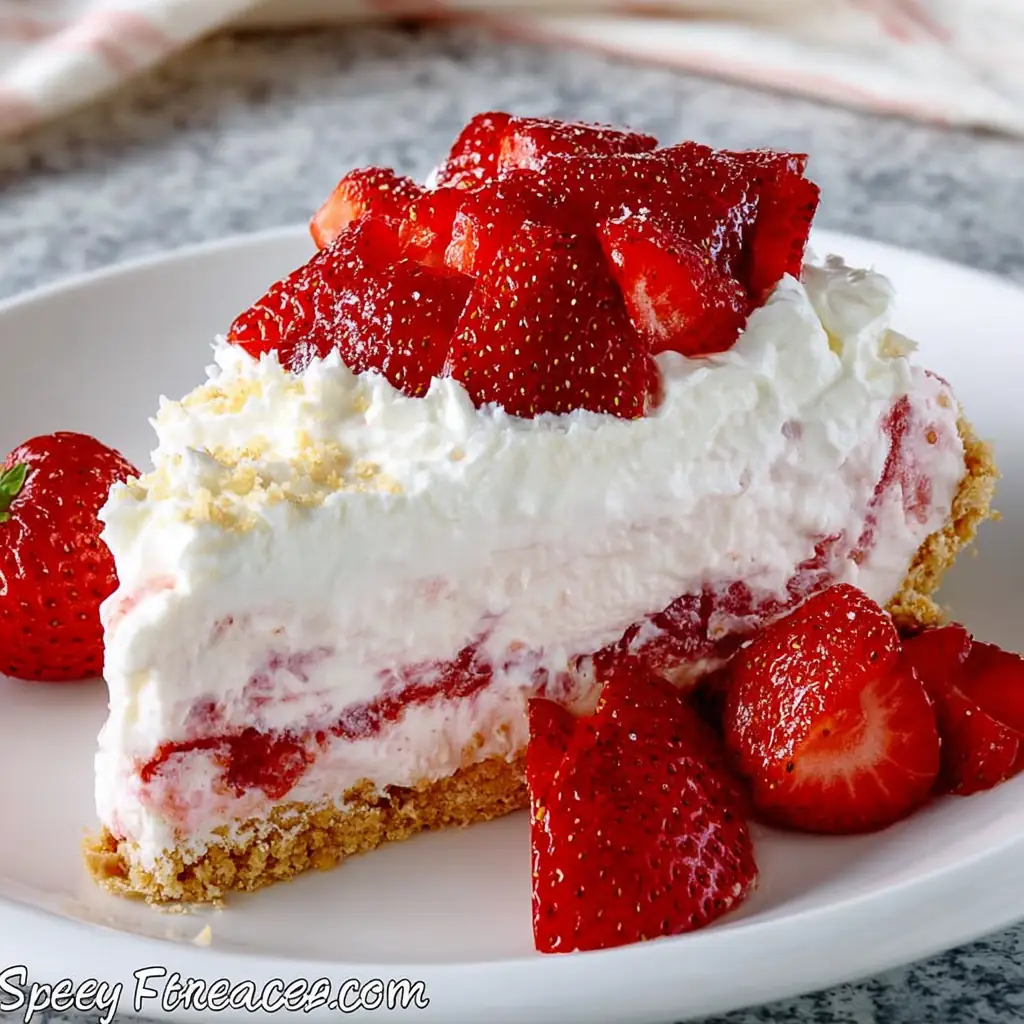 A delicious plate of Low Carb No Bake Strawberry Cream Pie