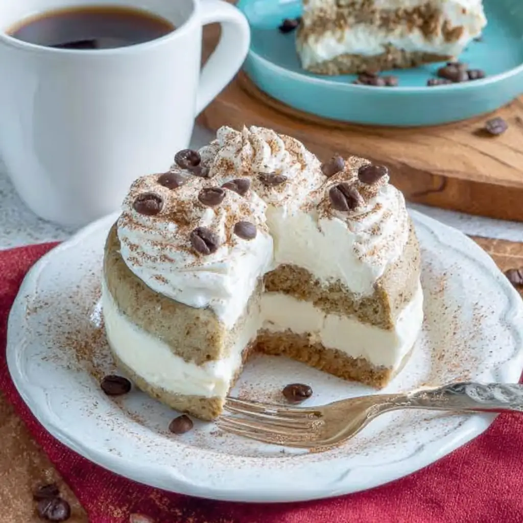 A delicious plate of Low Carb Tiramisu Mug Cake