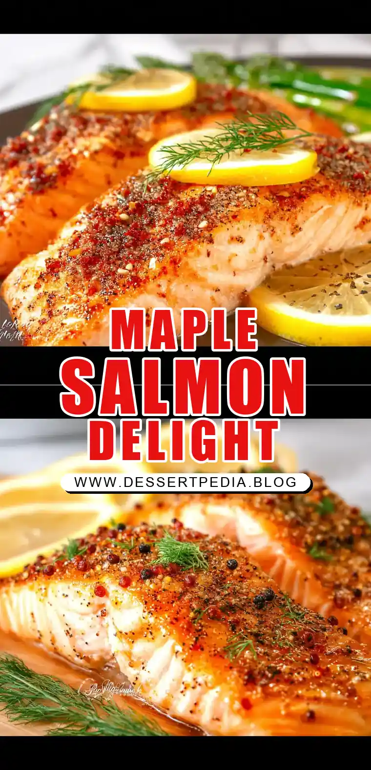 Pinterest pin (Design 1) for Maple Glazed Salmon
