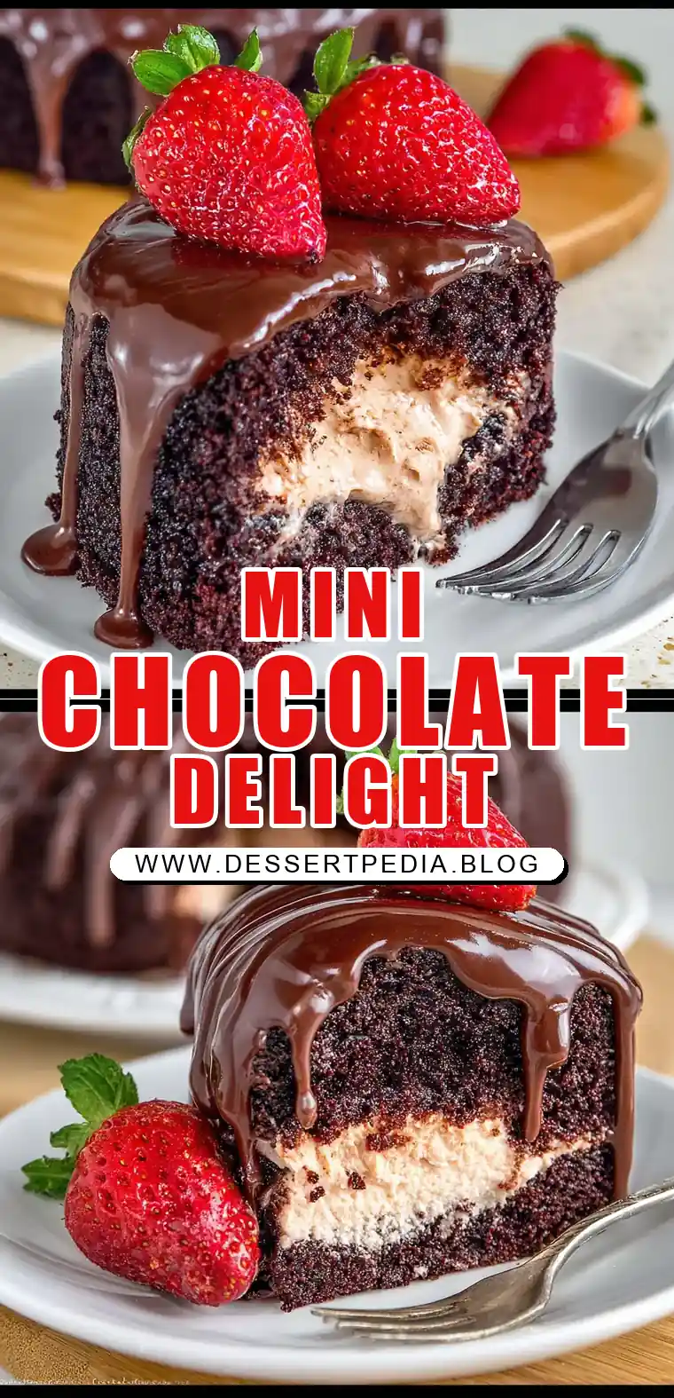 Pinterest pin (Design 1) for Small Chocolate Cake