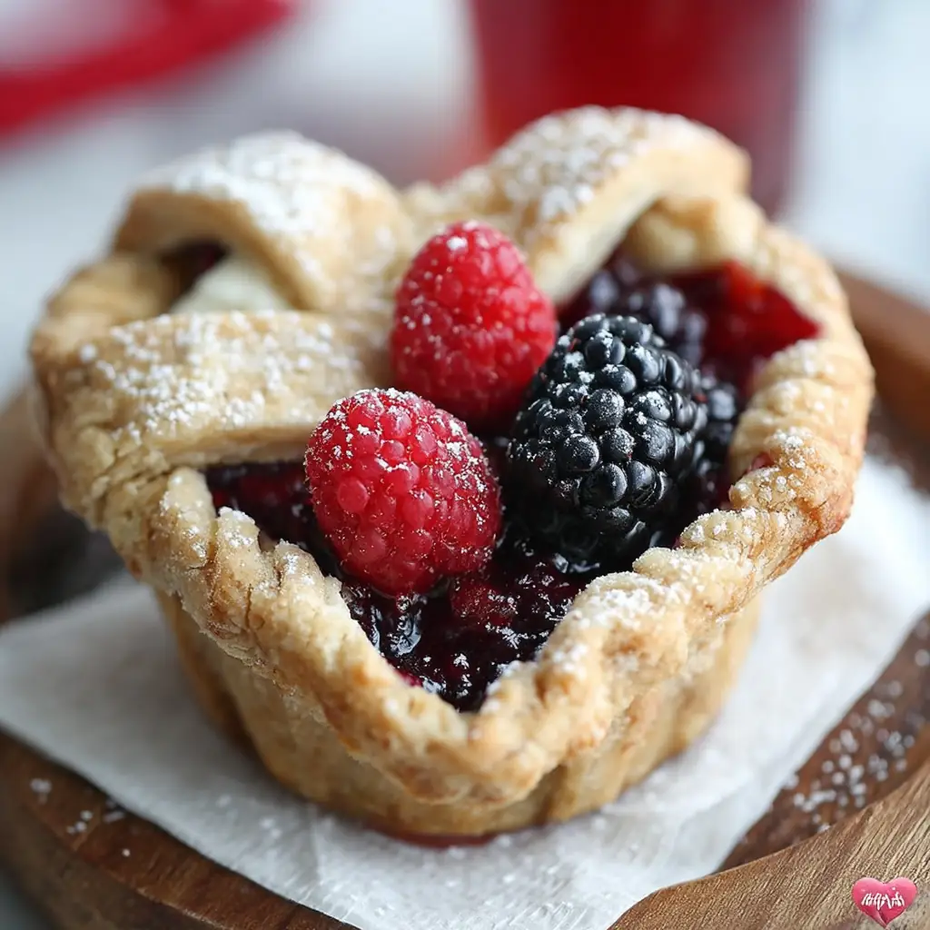 A delicious plate of Mixed Berry Mini Pies