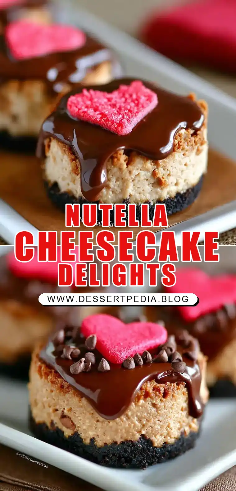 Pinterest pin (Design 1) for Nutella Mini Cheesecakes