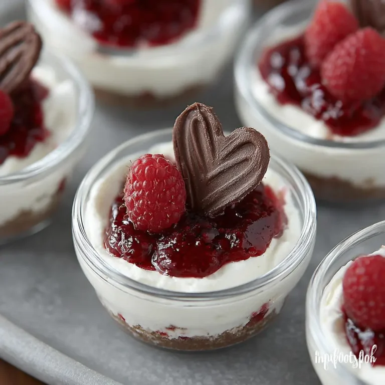 A delicious plate of No-Bake Chocolate Raspberry Cheesecakes