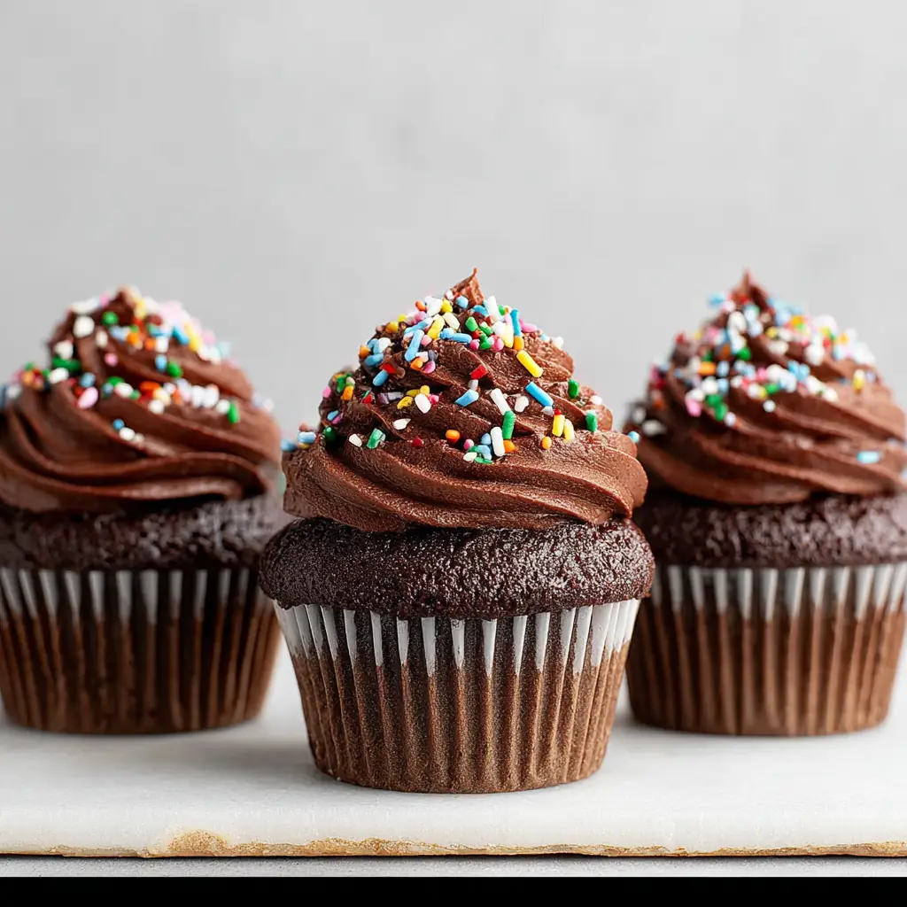 A delicious plate of Quick & Easy Chocolate Cupcakes
