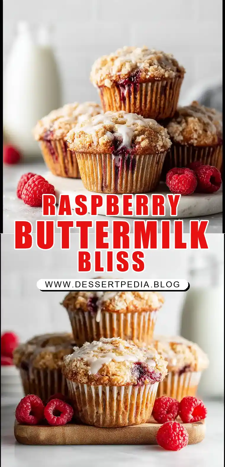 Pinterest pin (Design 1) for Buttermilk Raspberry Muffins
