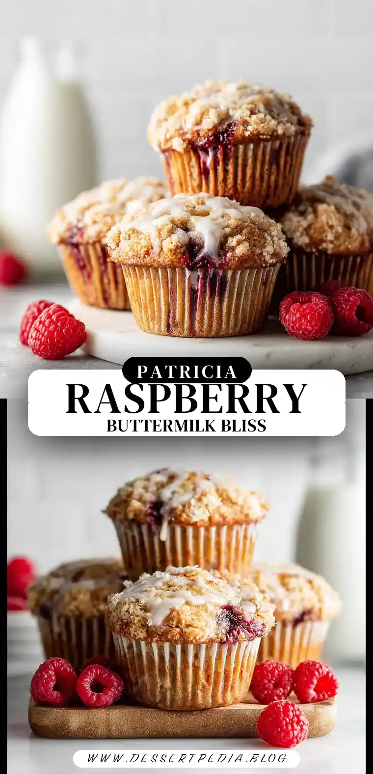 Pinterest pin (Design 3) for Buttermilk Raspberry Muffins