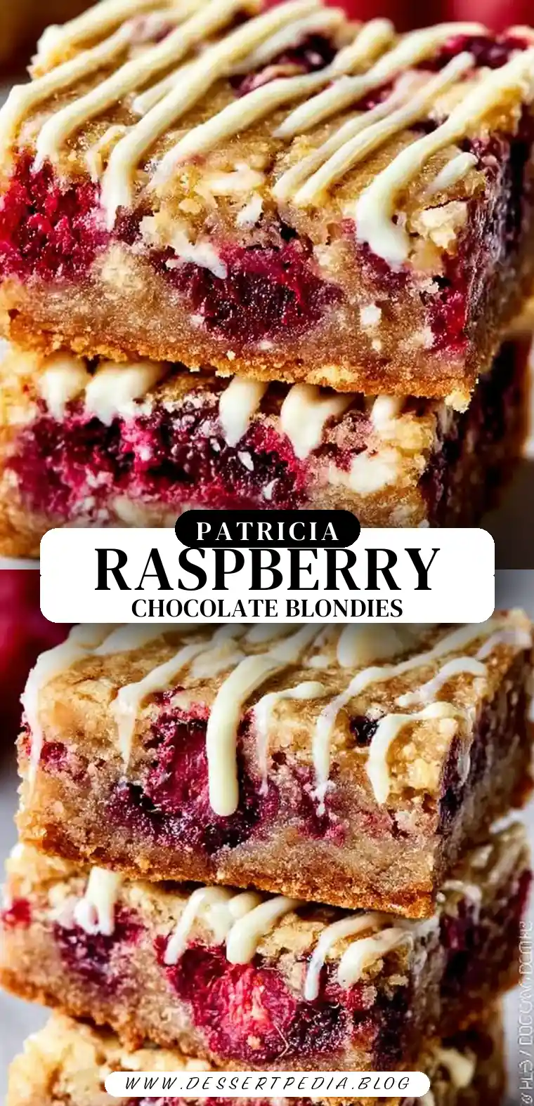 Pinterest pin (Design 3) for Raspberry White Chocolate Blondies