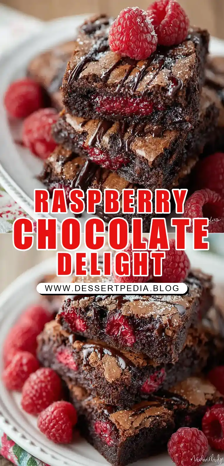 Pinterest pin (Design 1) for Raspberry Brownies