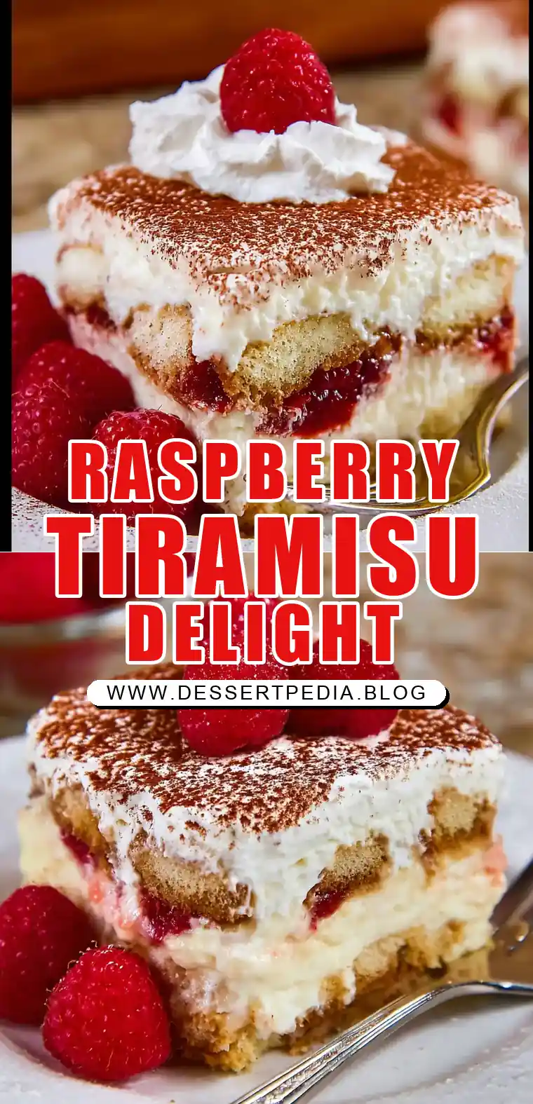 Pinterest pin (Design 1) for Raspberry Tiramisu