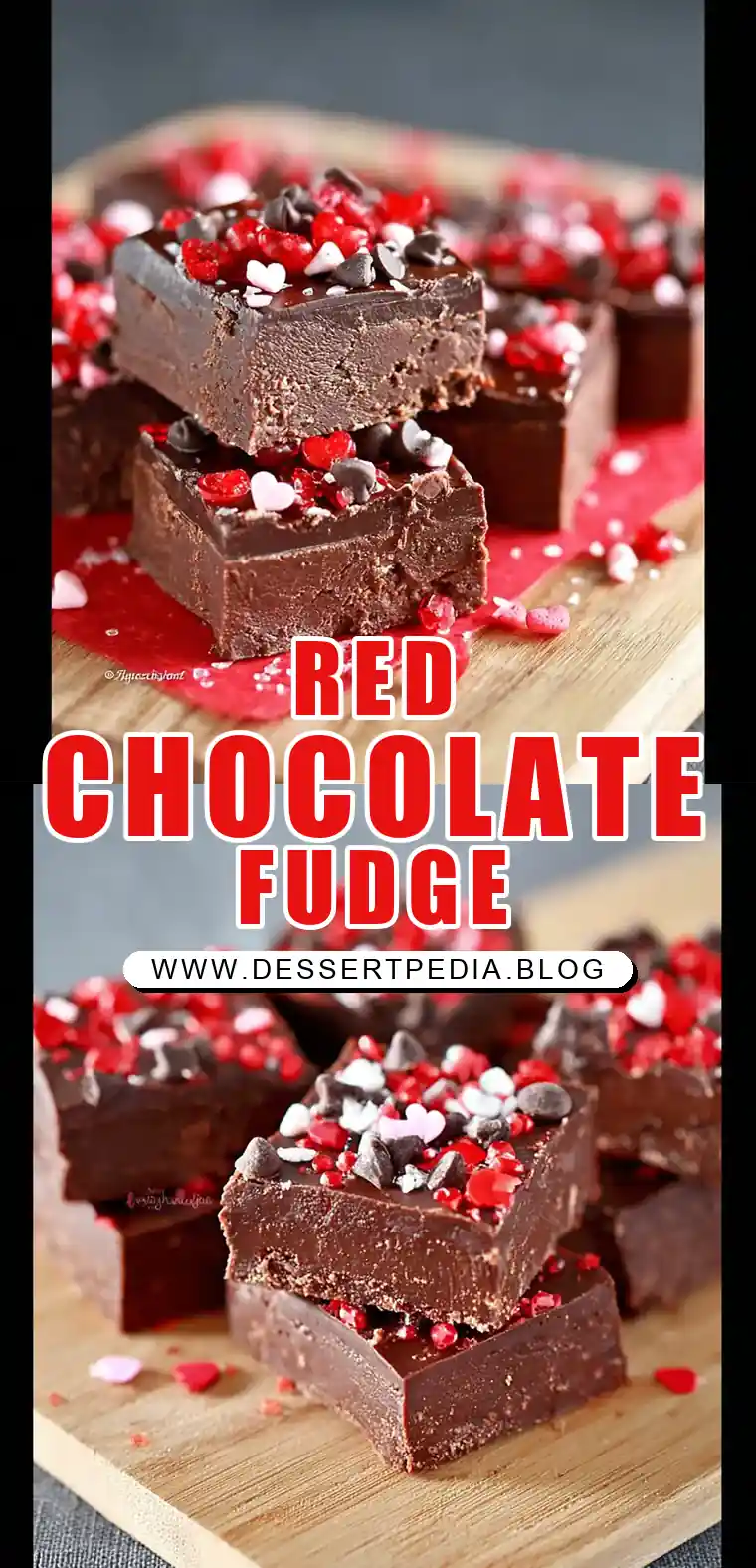 Pinterest pin (Design 1) for Red Hot Dark Chocolate Fudge