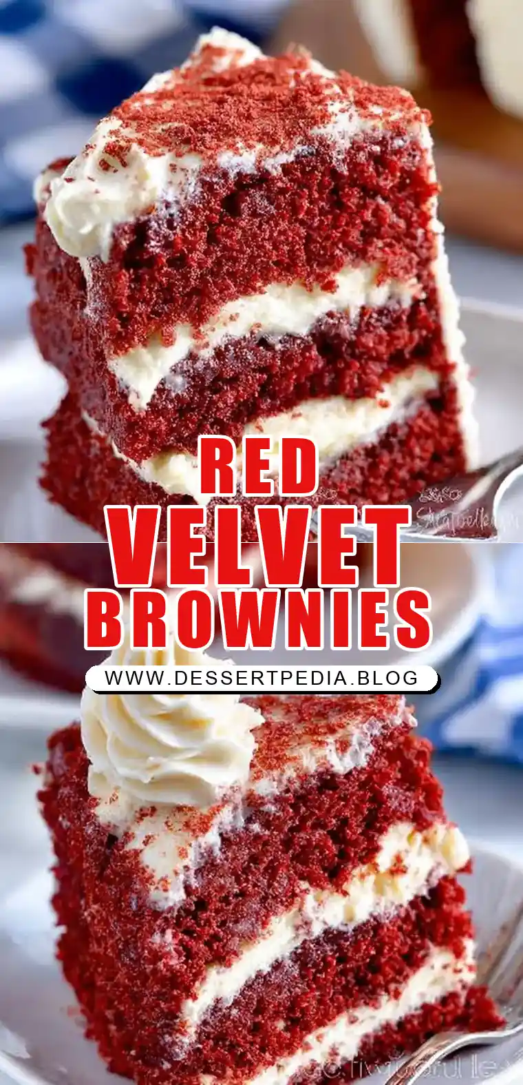 Pinterest pin (Design 1) for Red Velvet Cream Cheese Brownies