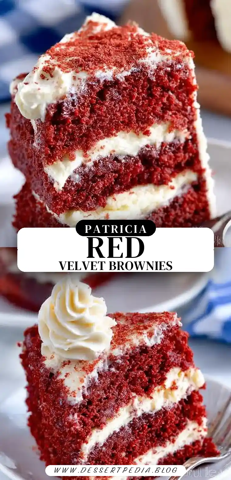Pinterest pin (Design 3) for Red Velvet Cream Cheese Brownies