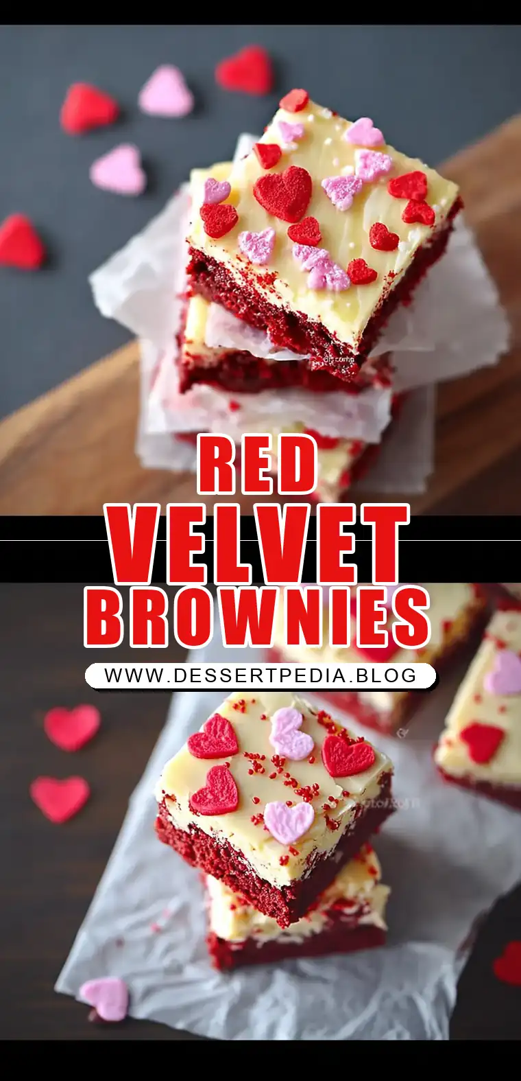 Pinterest pin (Design 1) for Valentine Red Velvet Brownies