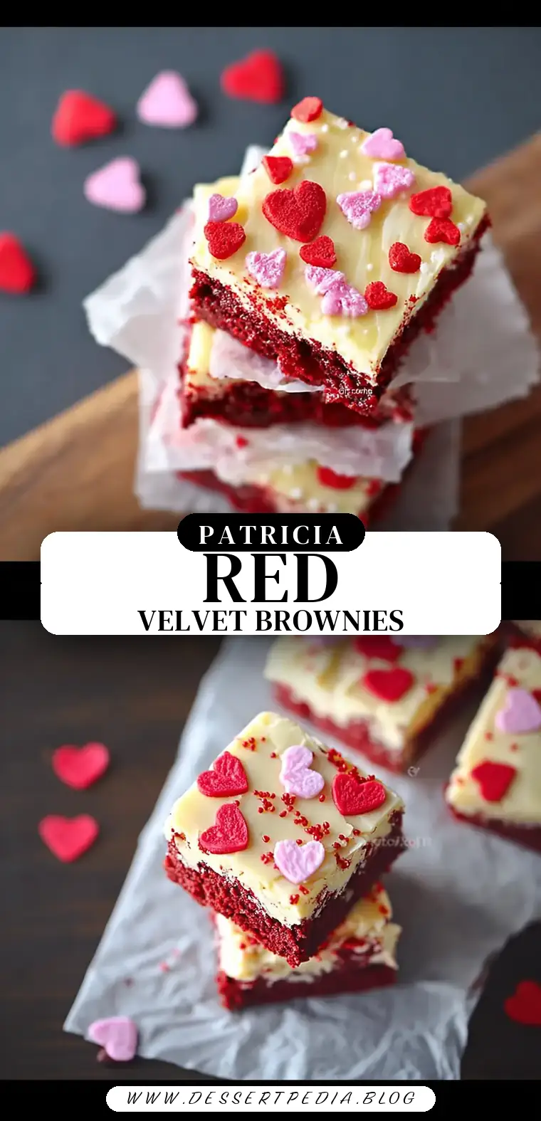 Pinterest pin (Design 3) for Valentine Red Velvet Brownies