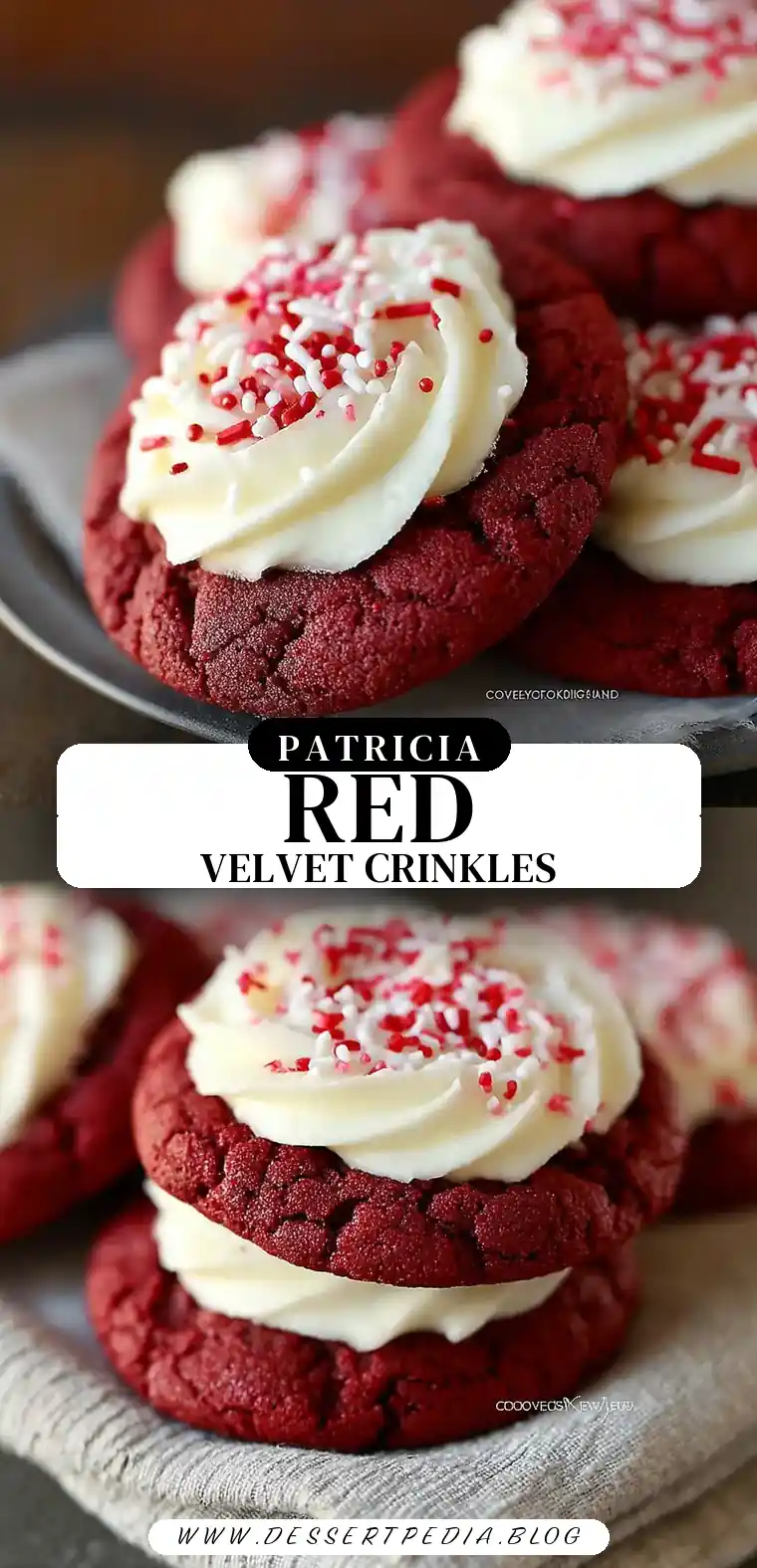 Pinterest pin (Design 3) for Red Velvet Cake Mix Crinkle Cookies