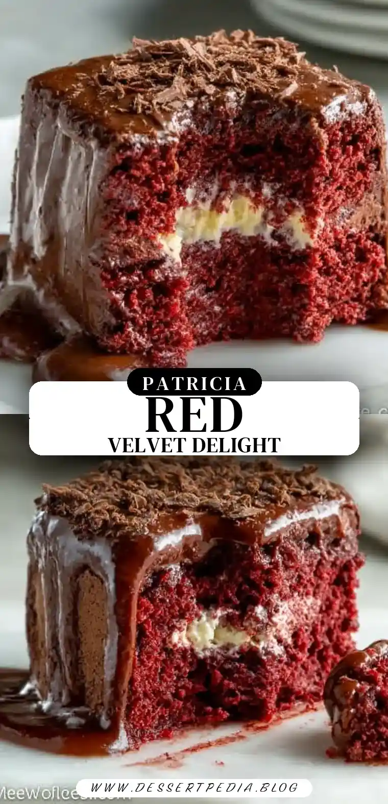 Pinterest pin (Design 3) for Red Velvet Cheesecake Recipe
