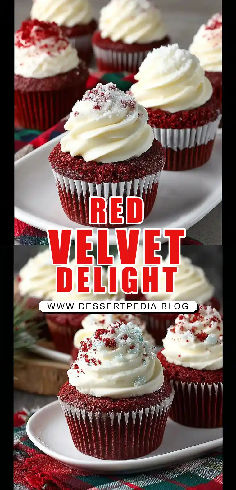 Pinterest pin (Design 1) for Red Velvet Cupcakes