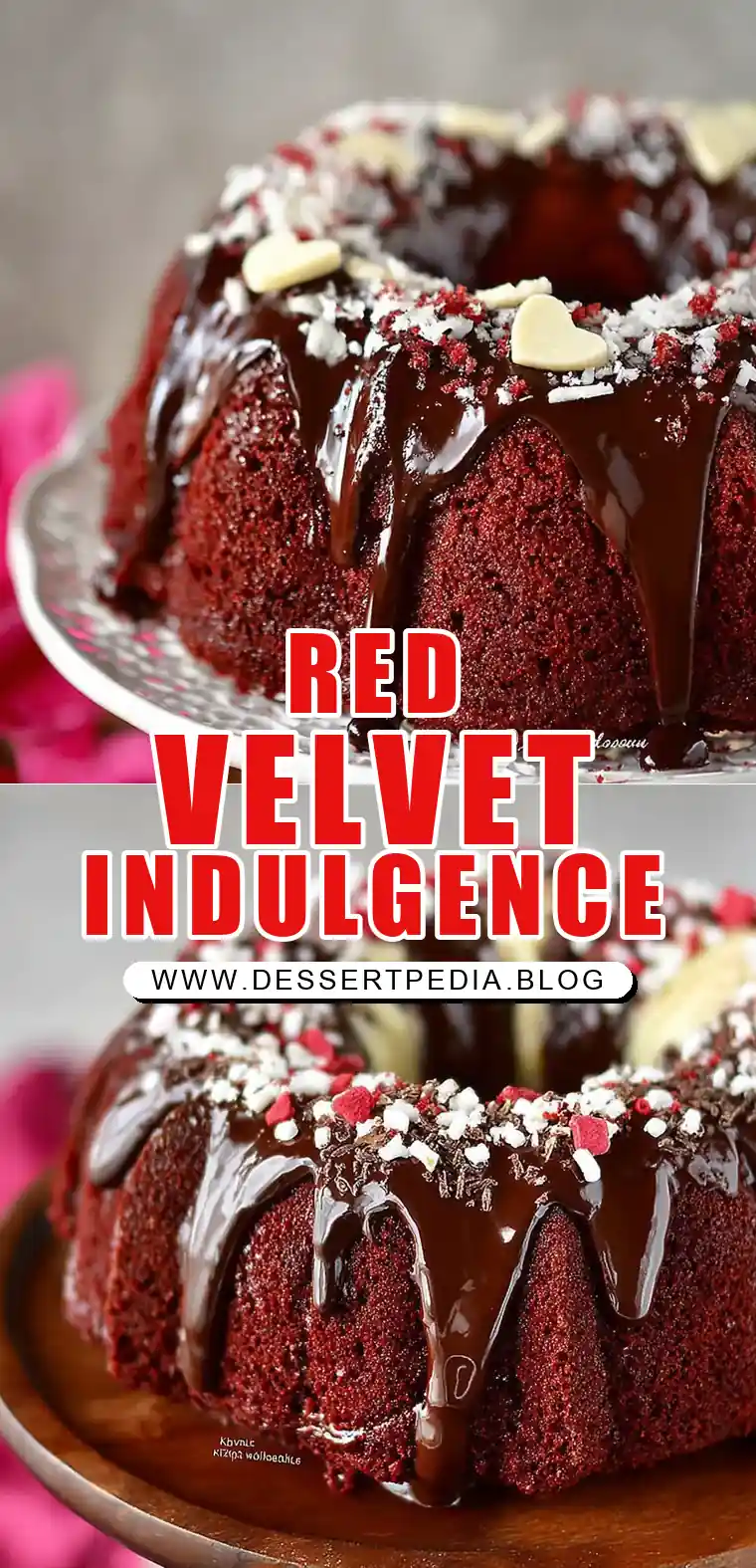 Pinterest pin (Design 1) for Red Velvet Bundt Cake with Kahlua Ganache