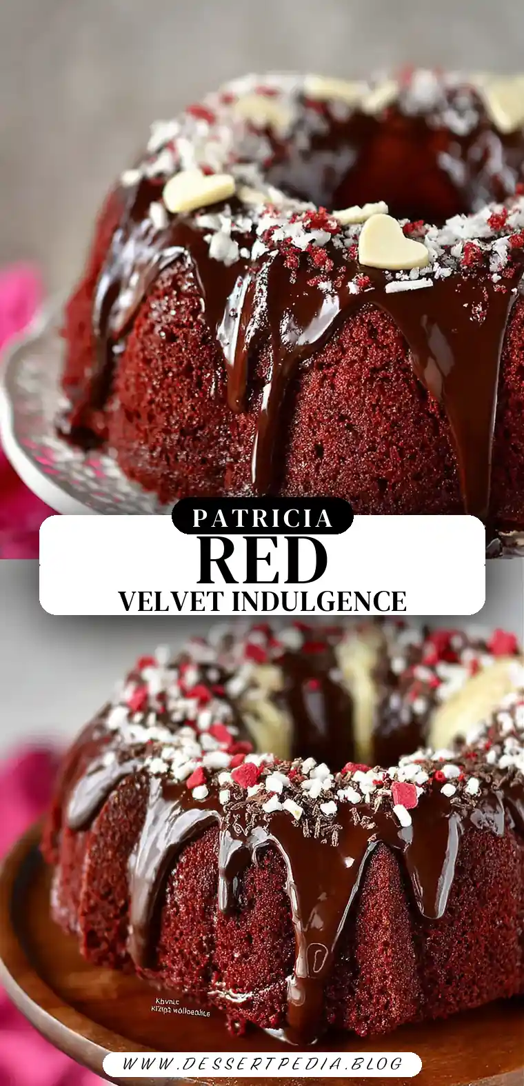 Pinterest pin (Design 3) for Red Velvet Bundt Cake with Kahlua Ganache