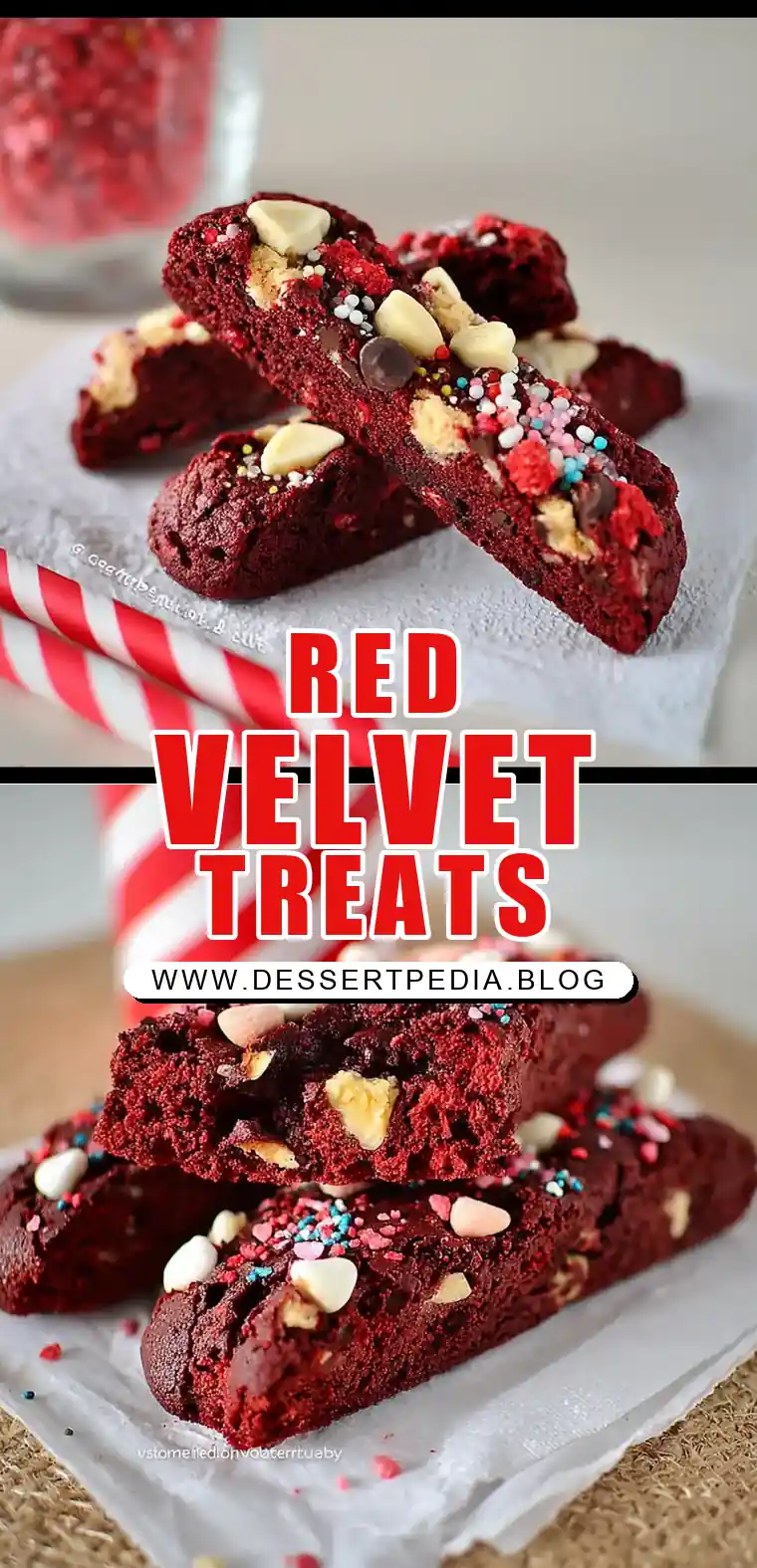 Pinterest pin (Design 1) for Red Velvet Biscotti