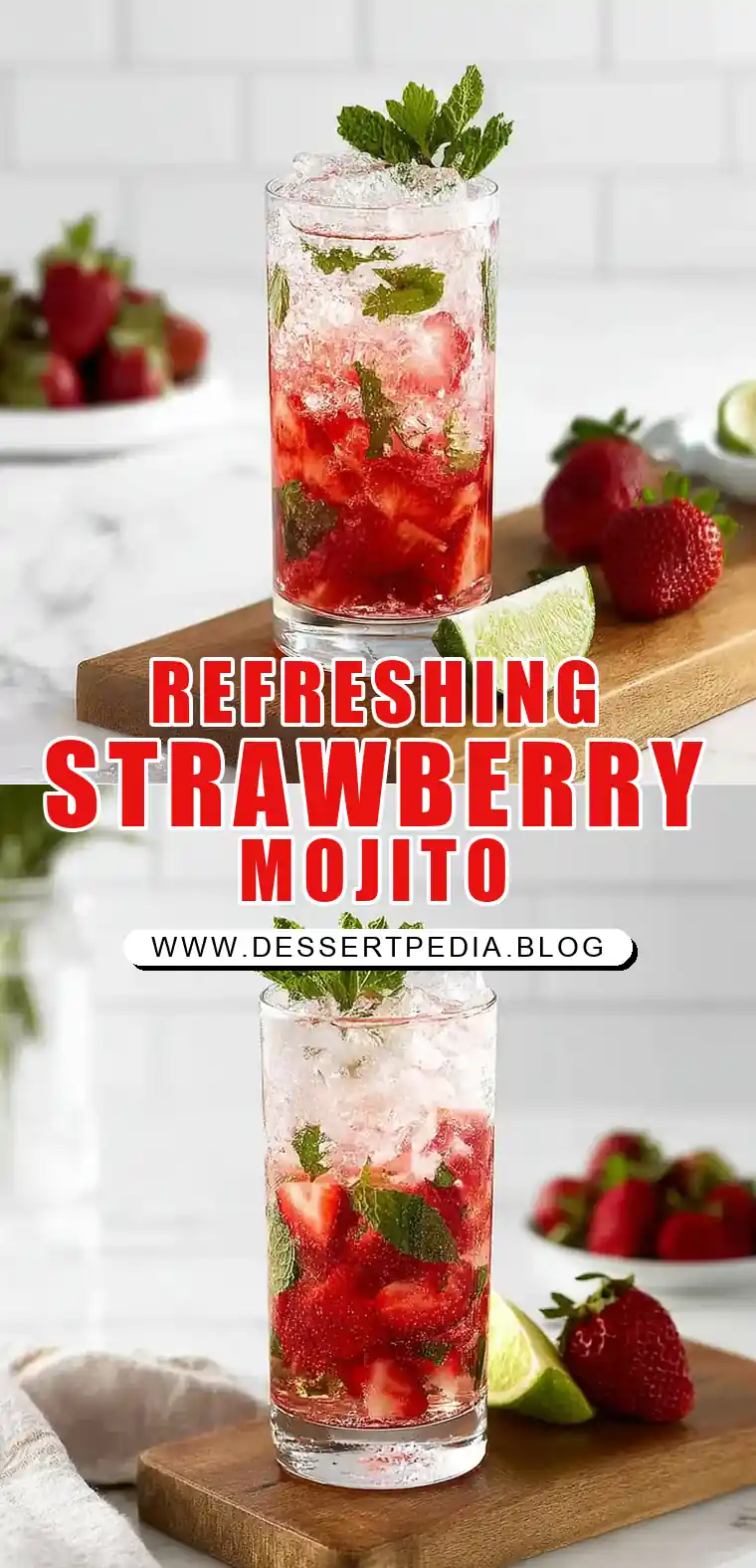 Pinterest pin (Design 1) for Strawberry Mojito