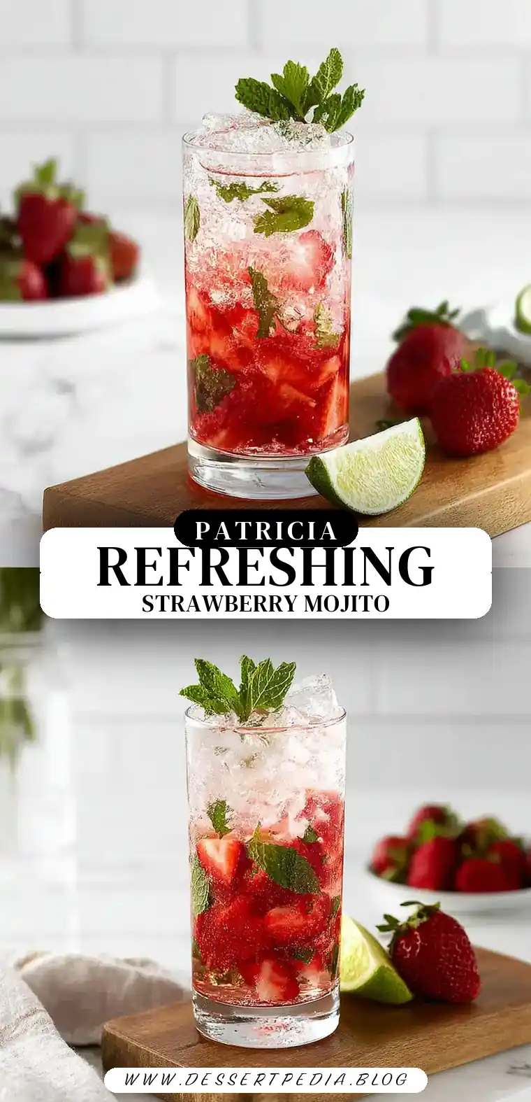 Pinterest pin (Design 3) for Strawberry Mojito