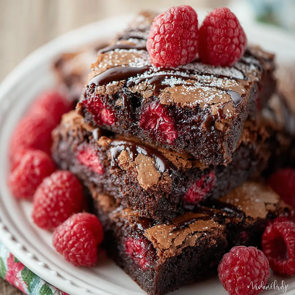 A delicious plate of Raspberry Brownies