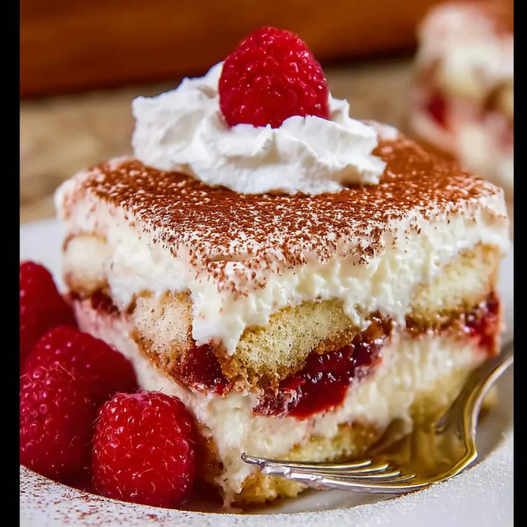 A delicious plate of Raspberry Tiramisu