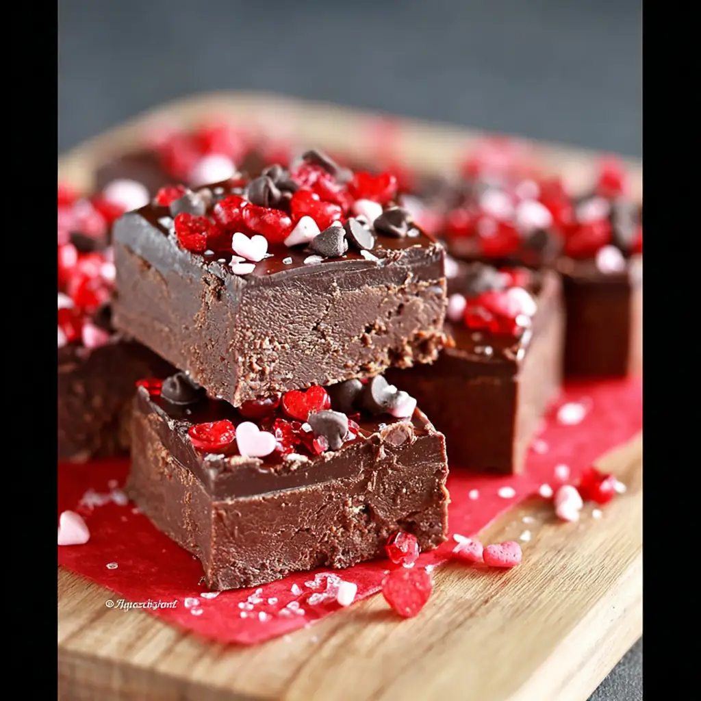 A delicious plate of Red Hot Dark Chocolate Fudge