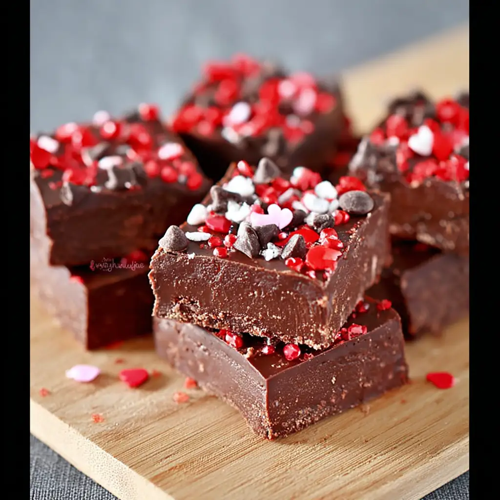 A delicious plate of Red Hot Dark Chocolate Fudge