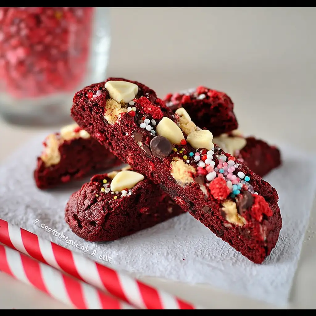 A delicious plate of Red Velvet Biscotti