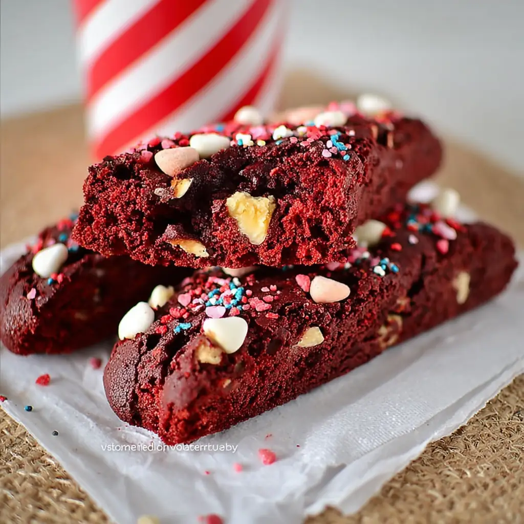 A delicious plate of Red Velvet Biscotti