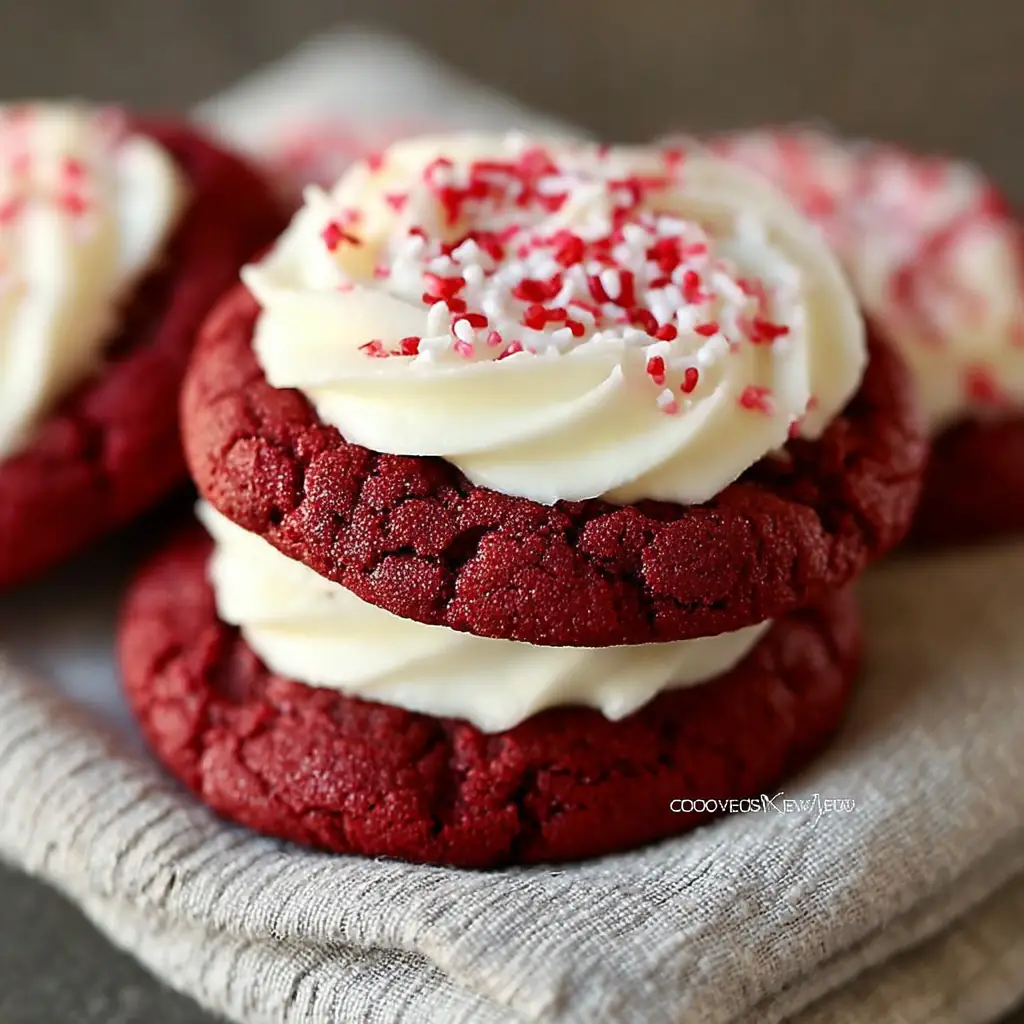 A delicious plate of Red Velvet Cake Mix Crinkle Cookies