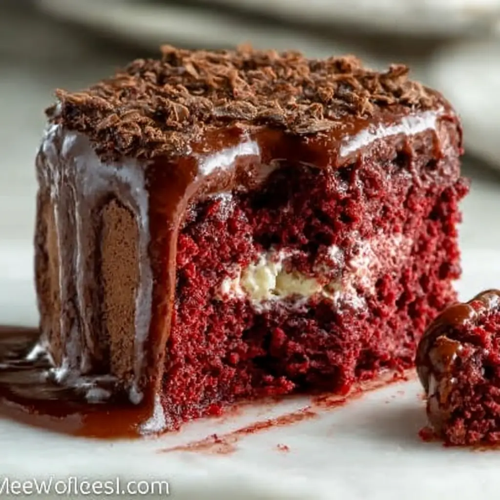 A delicious plate of Red Velvet Cheesecake Recipe