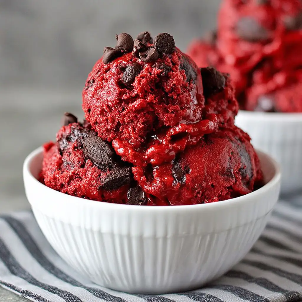 A delicious plate of Red Velvet Cookie Dough