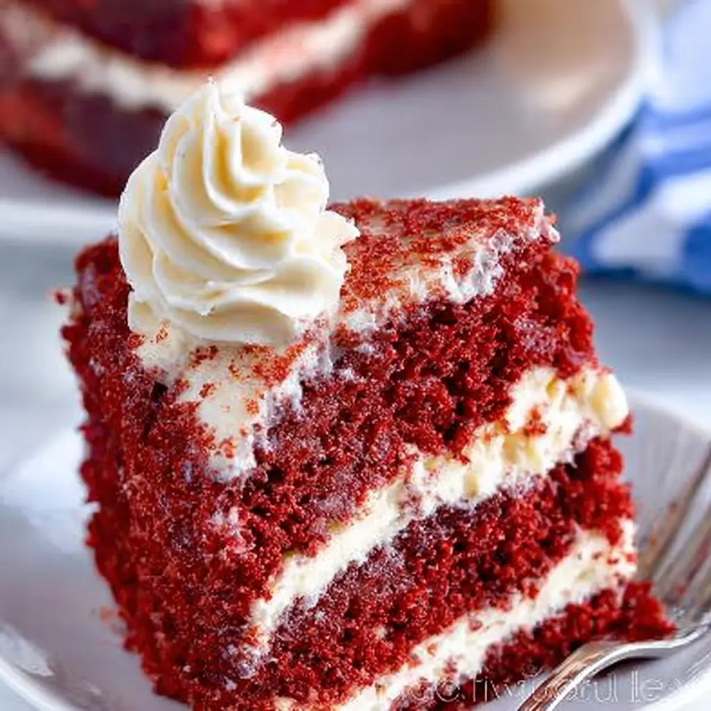 A delicious plate of Red Velvet Cream Cheese Brownies
