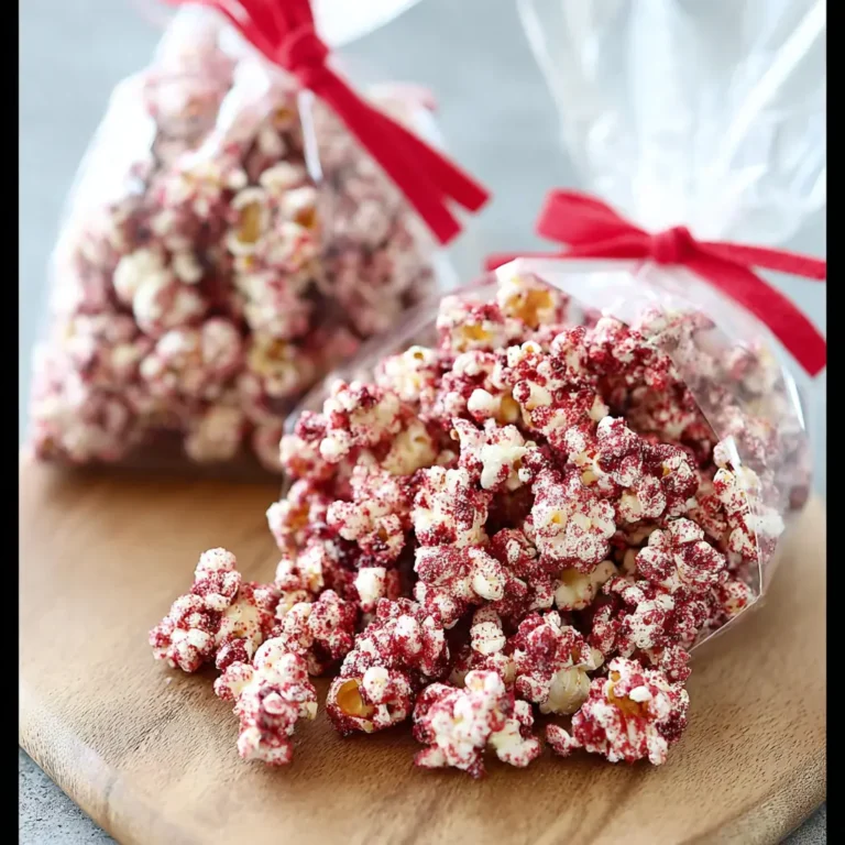 A delicious plate of Red Velvet Popcorn